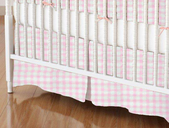pink gingham crib sheet