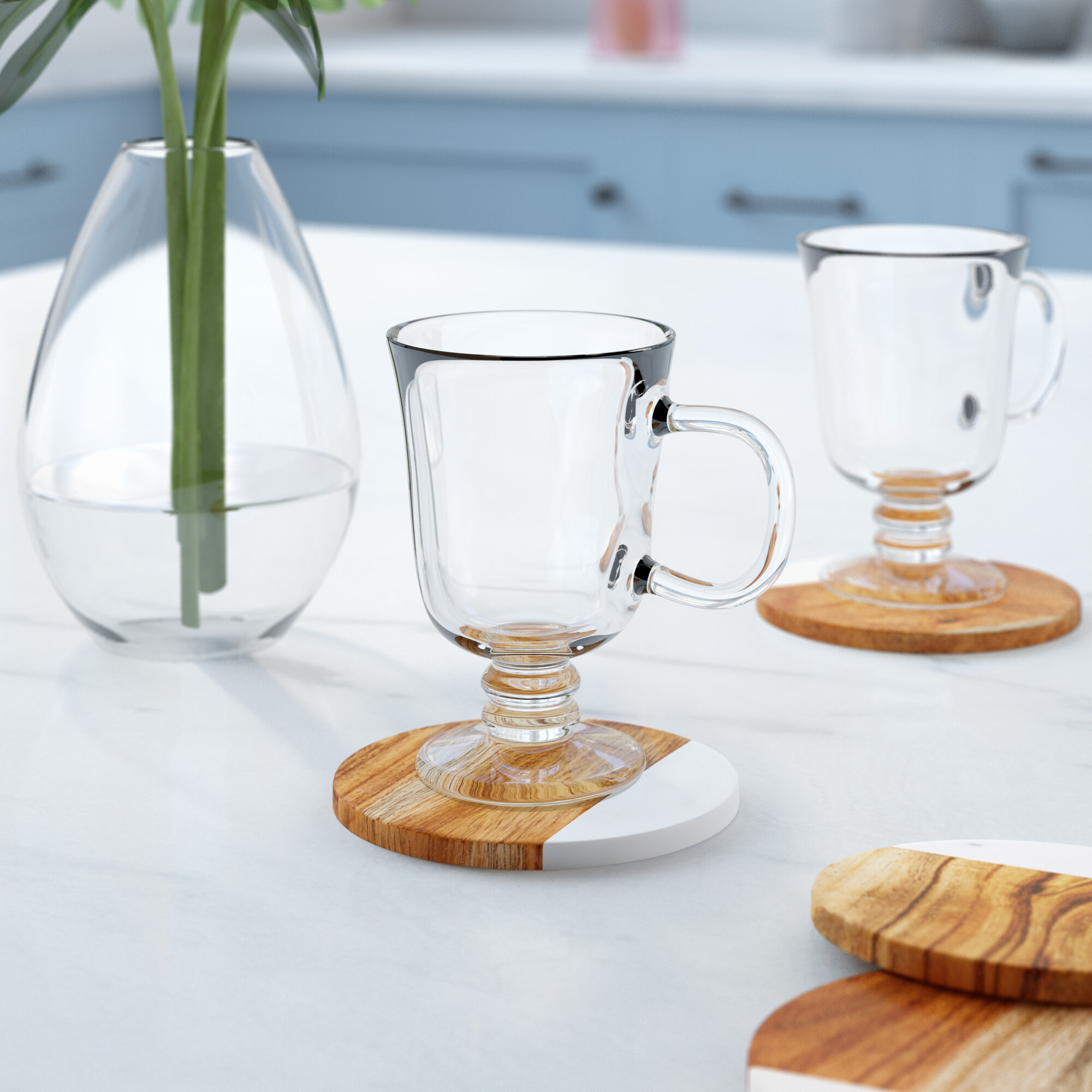 clear glass cappuccino mugs