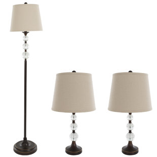 Acrylic Stacked Ball Lamp Base Wayfair Crystal Ball 3 Piece Table And Floor Lamp Set
