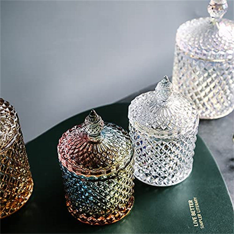 Glass Candy Dish With Lid, Decorative Candy Jar Sugar Bowl For Wedding & Home Decor Centerpiece Candy Buffet Kitchen Food Storage Apothecary Jar ...