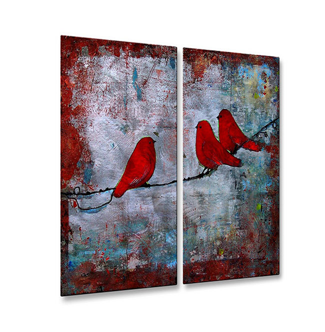 All My Walls Let It Be Red Birds By Blenda Tyvoll 2 Piece Painting