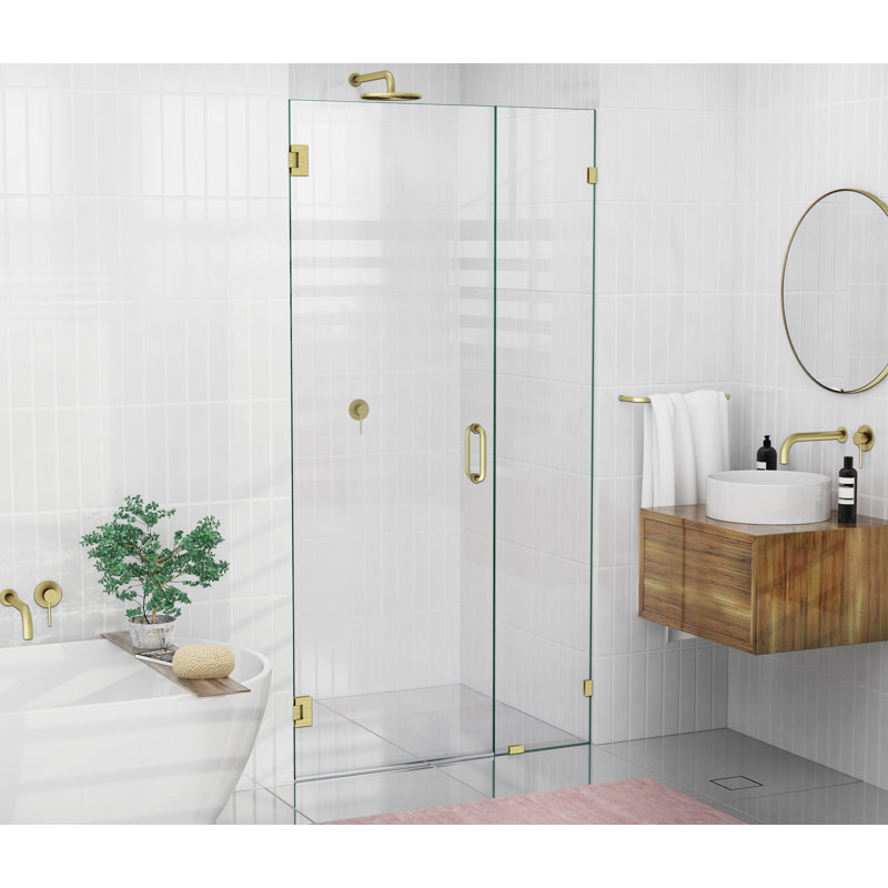 Glass Warehouse 40 25 W X 78 H Hinged Frameless Shower Door Wayfair