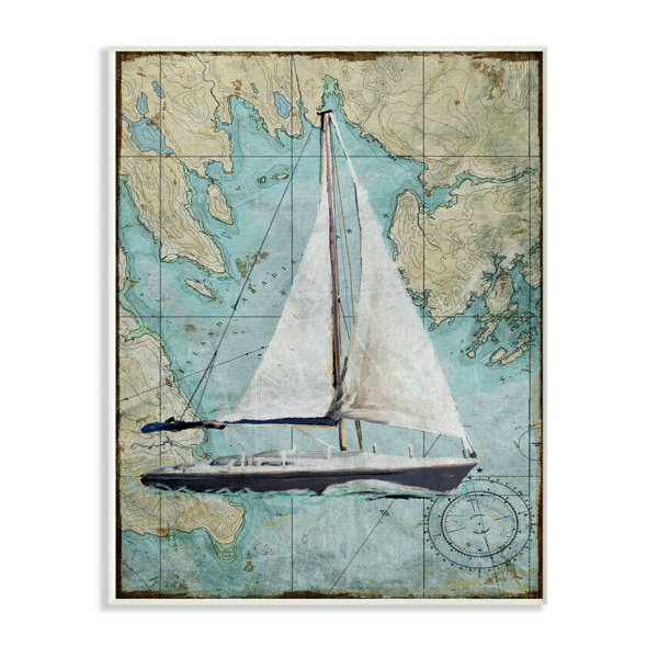 Sailing Ships Map Beige Wall Decal
