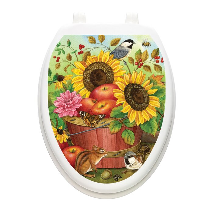 Toilet Tattoos Floral in the Mist   Lid Cover  Decor  Reusable Vinyl 1125