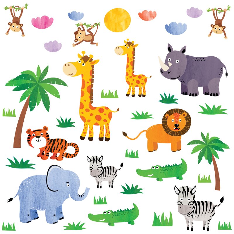 East Urban Home Jungle Animals Wall Sticker & Reviews | Wayfair.co.uk