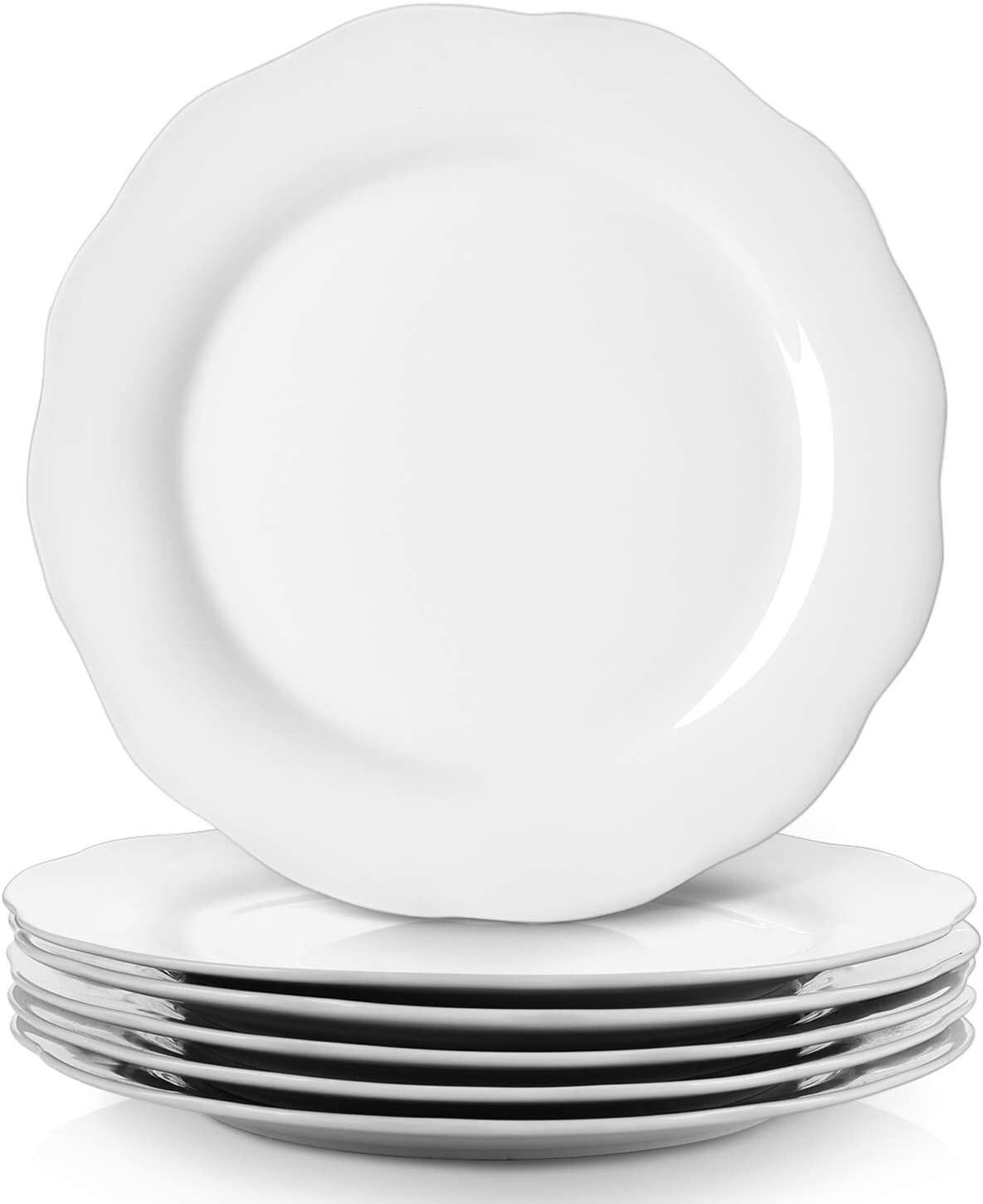 HIK 10 6 Porcelain White Dinner Plates Set Of 6 Wayfair   106 Porcelain White Dinner Plates Set Of 6 