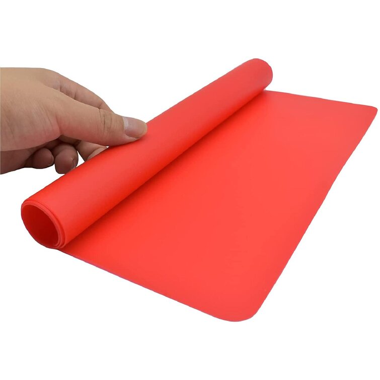 BESUNTEK 4 pcs 12 × 15.7 inch Reusable Wipeable Silicone Table Mat Child Kids Dinner Placemat Desk Countertop Waterproof Protector Heat Insulation Non-Slip Oil-Proof Placemats for Dining Table Waterproof Silicone Placemats