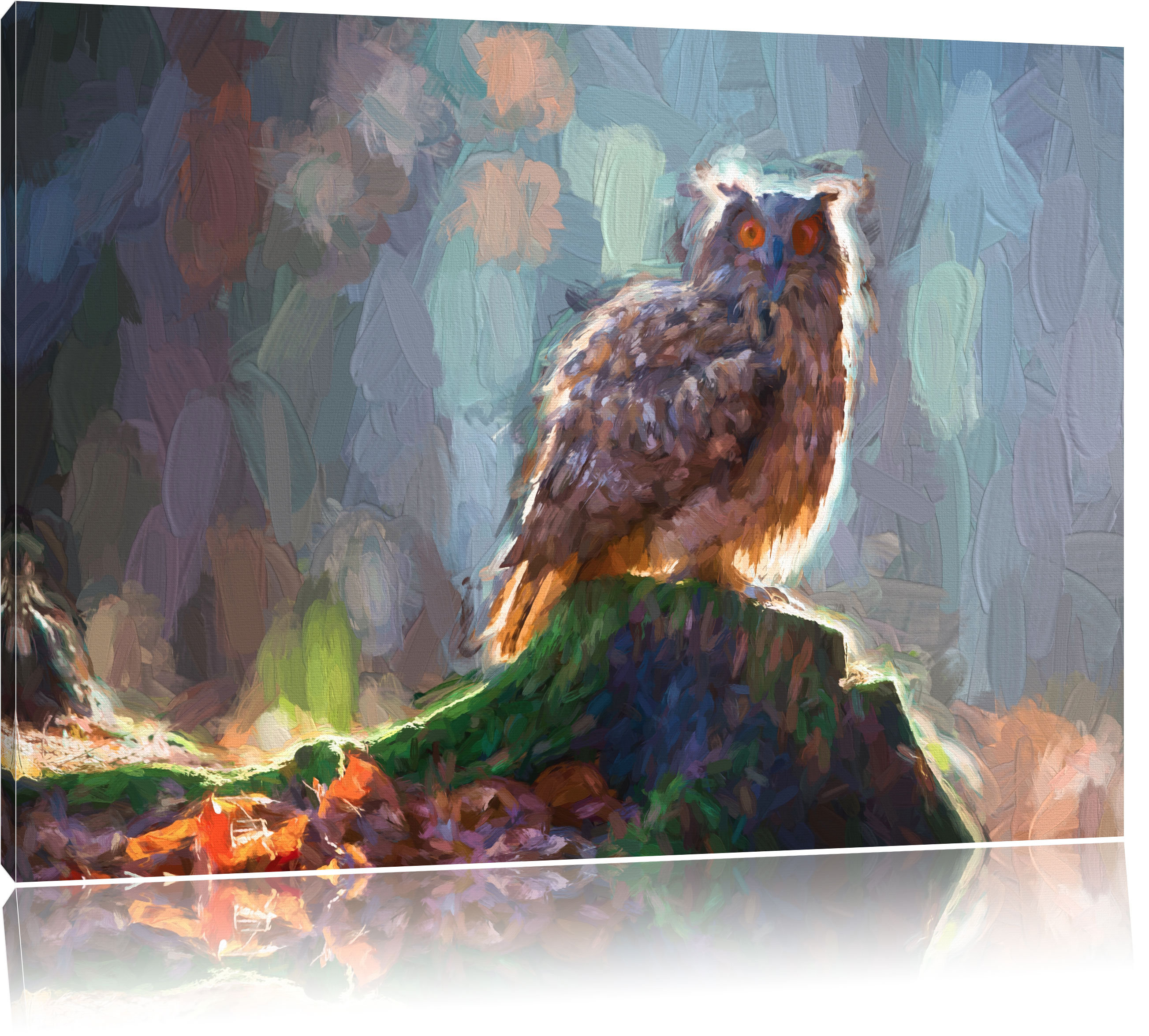 East Urban Home Leinwandbild Die Erschrockene Eule Auf Dem Baumstamm Grafikdruck Wayfair De