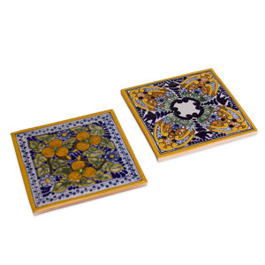 Spanish Garden Hand Painted Trivets (Set of 2)