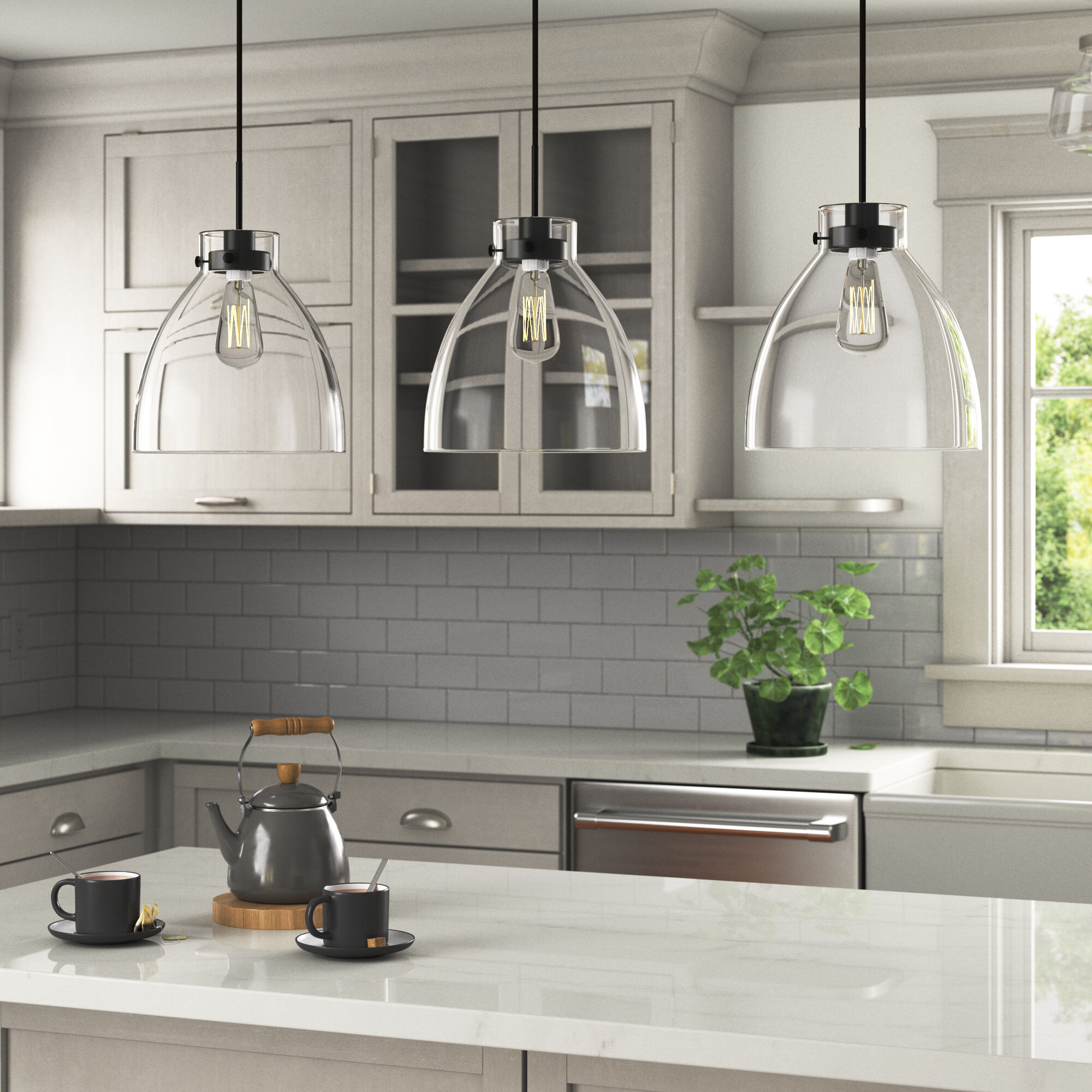 Trent Austin Design® Keeble 3 - Light Kitchen Island Bell Pendant