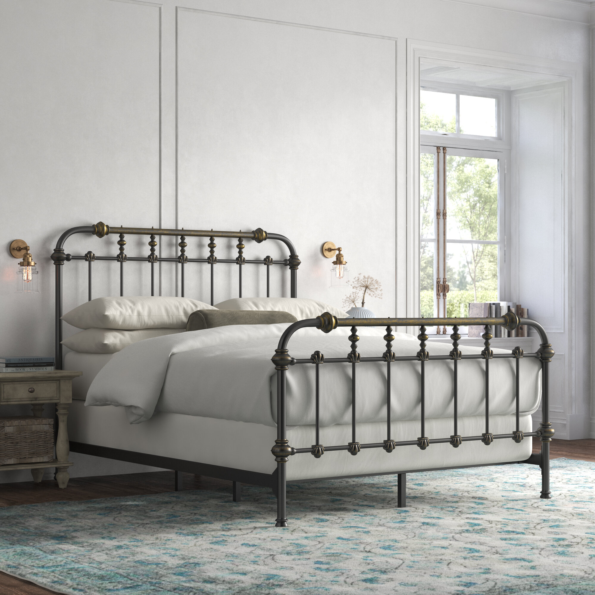 Modern Design Metal Bed Frame Sleep Bedroom Furniture Full Queen King All Colors 