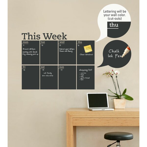 Weekly Planner 7 days of week Chalkboard Memo Notice Board Note Reminder Chalk 