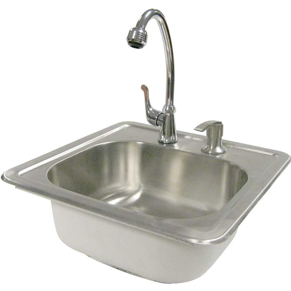 Outdoor Stainless Steel Sink With Faucet And Soap Dispenser