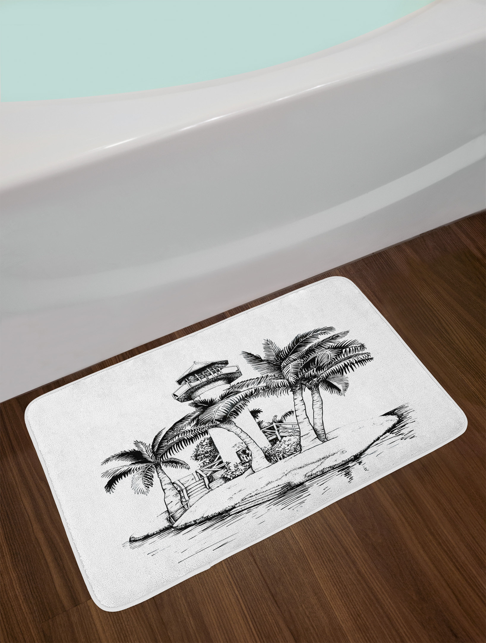 East Urban Home Lighthouse Tropical Bath Rug Wayfair East Urban Home Lighthouse Tropical Bath Rug Wayfair