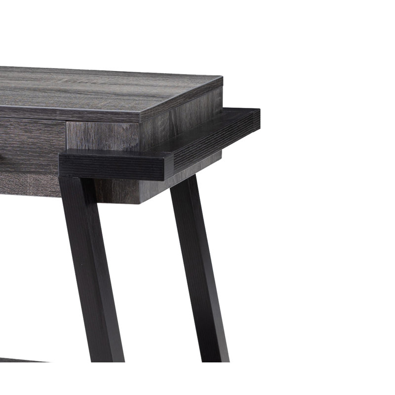 Union Rustic Wooden End Table With Angled Leg Support And 1 Drawer Black And Grey Wayfair Ca