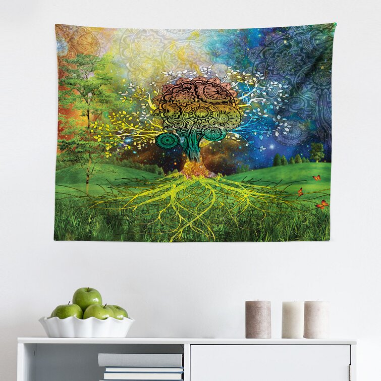 East Urban Home Ambesonne Ethnic Tapestry, Tree In The Valley Spiral Branch  Balance Mother Earth Art Illustration Print, Fabric Wall Hanging Decor For  Bedroom Living Room Dorm, 28