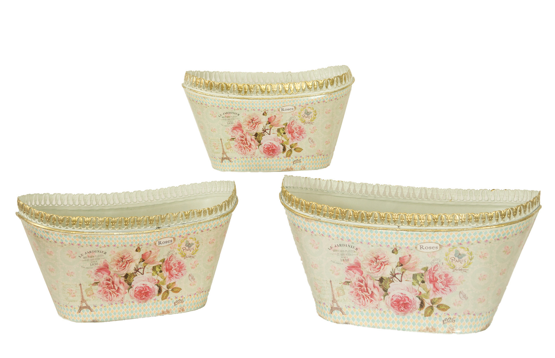 Dolce Mela French Country Planters Vintage 3 Piece Metal Pot Planter Set Reviews Wayfair