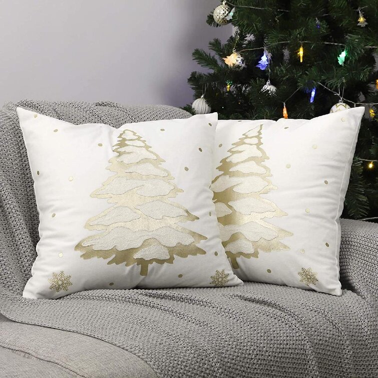 100% Durable Textured Canvas Square Xmas Sofa Cushion Cover Pillowcase-Set of 4 