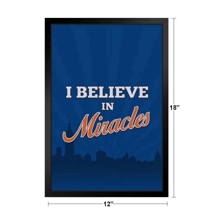I Believe In Miracles Sports Baseball Black Wood Framed Poster 14X20 -  Picture Frame Print