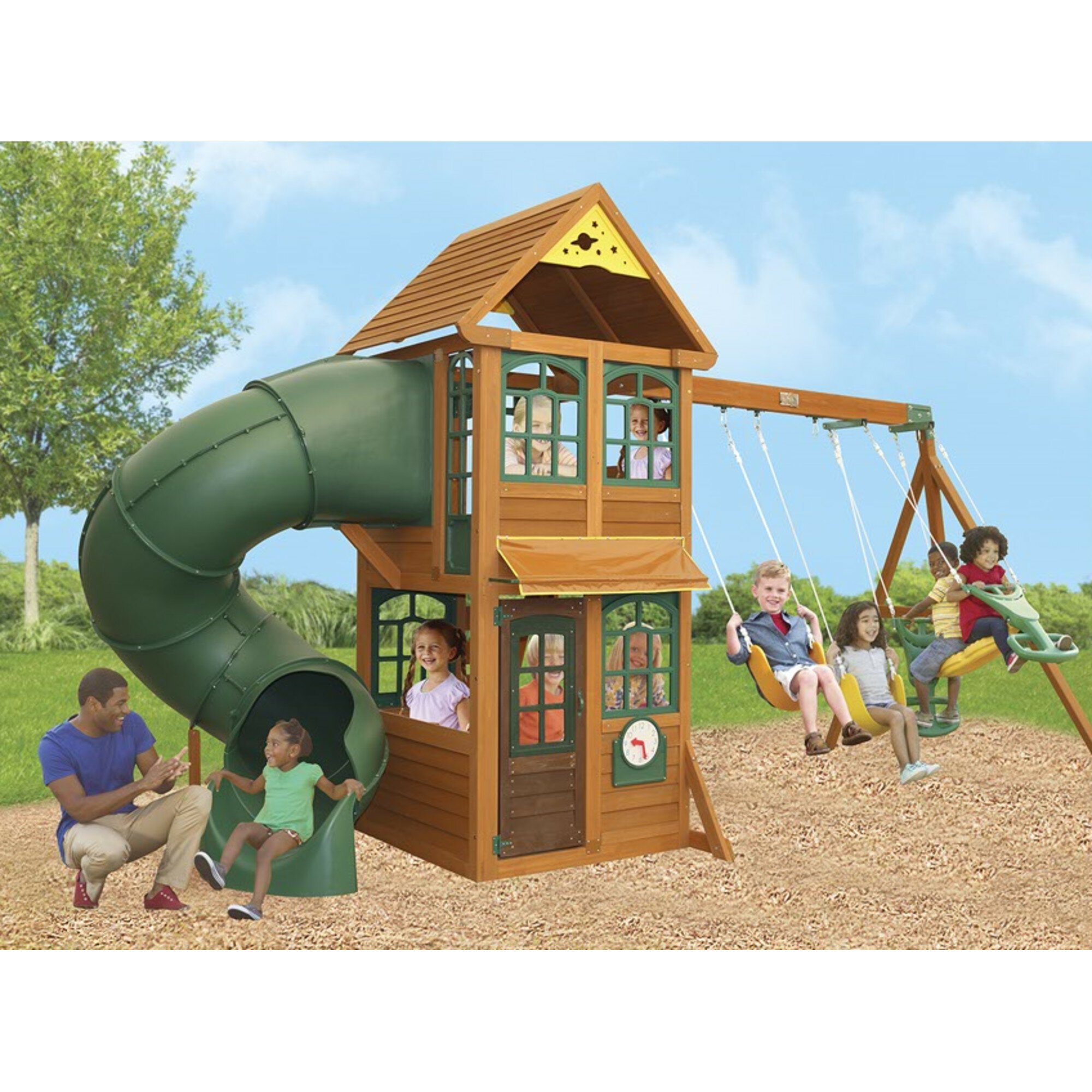 kidkraft cloverdale wooden swing set