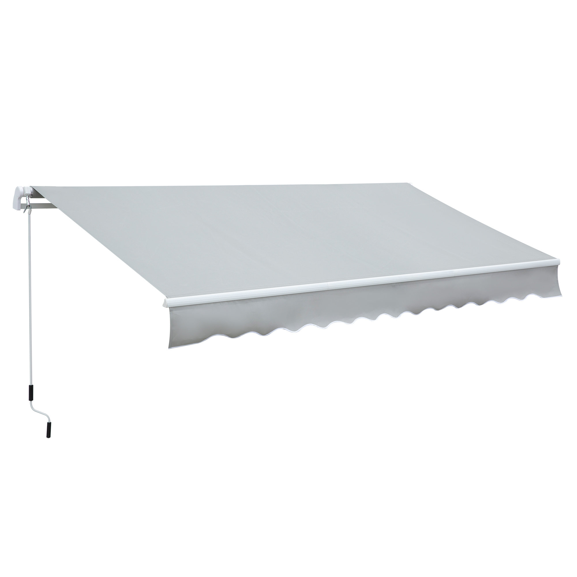 Outsunny 11.8Lx8.2W Manual Retraction Slope Patio Awning in Light Gray
