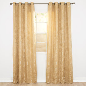 Leaf Jacquard Nature/Floral Semi-Sheer Grommet Curtain Panels (Set of 2)