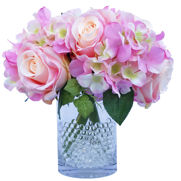 Pink /& Silver In Silver Vase Artificial Silk Flower Arrangement In Cream