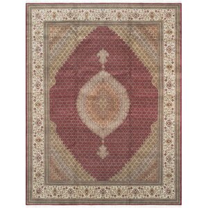 Pasargad Tabriz Collection Hand-Knotted Silk & Wool Area Rug- 9' 11