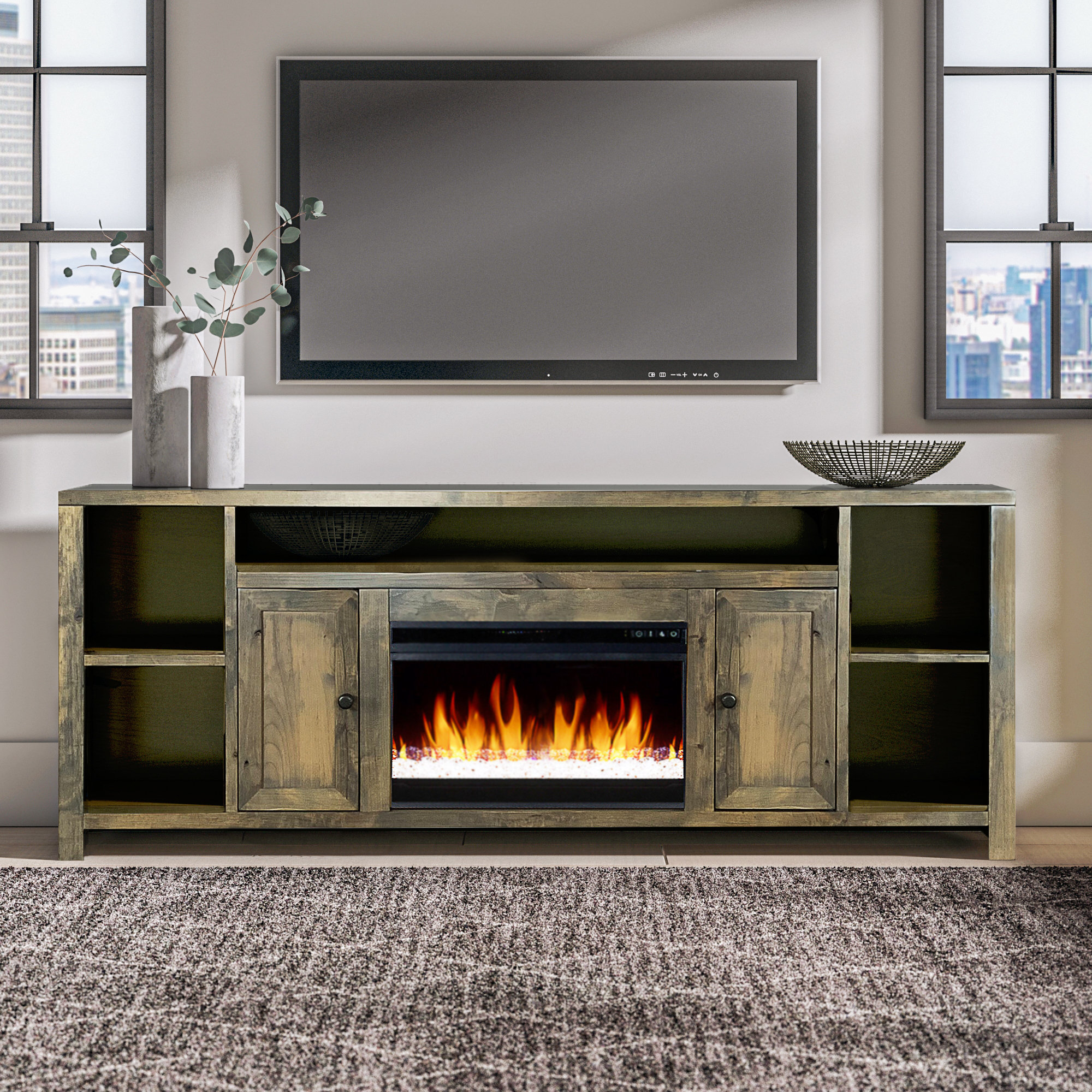 Greyleigh™ Columbia TV Stand for TVs up to 88" with Fireplace Included