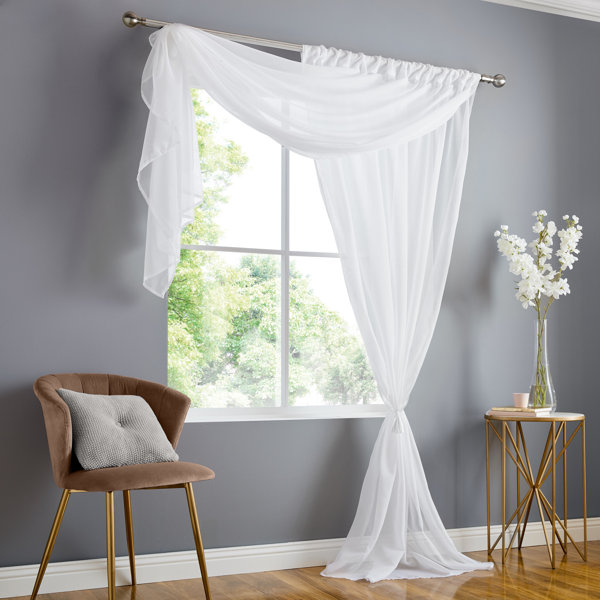 Sparkle Bling Diamante Lace Glamour White Tab Top Curtain Voile Net Panel 