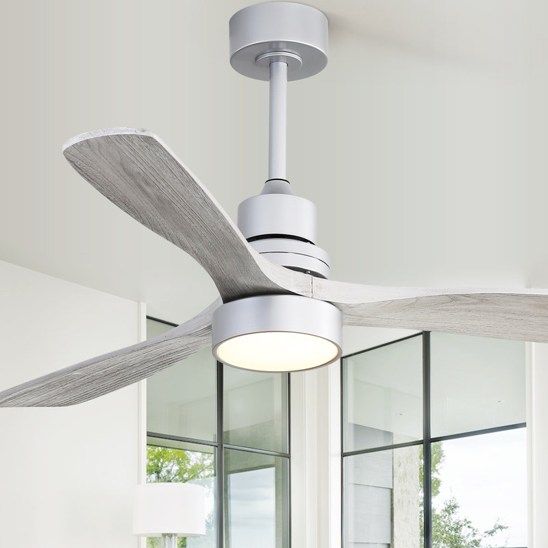 52'' Kemp 3 - Blade LED Standard Ceiling Fan with Remote Control and Light Kit Included Finish: Silver with Gray Blades