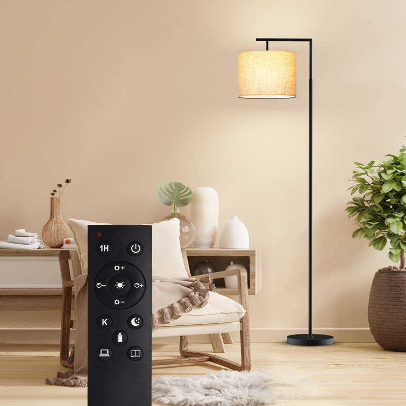 Haileyville 64'' Arched Floor Lamp with Remote Control and Bulb Included Base Finish: Black