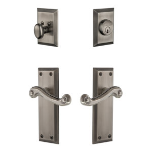 Fifth Avenue Single Cylinder Handleset with Newport Lever