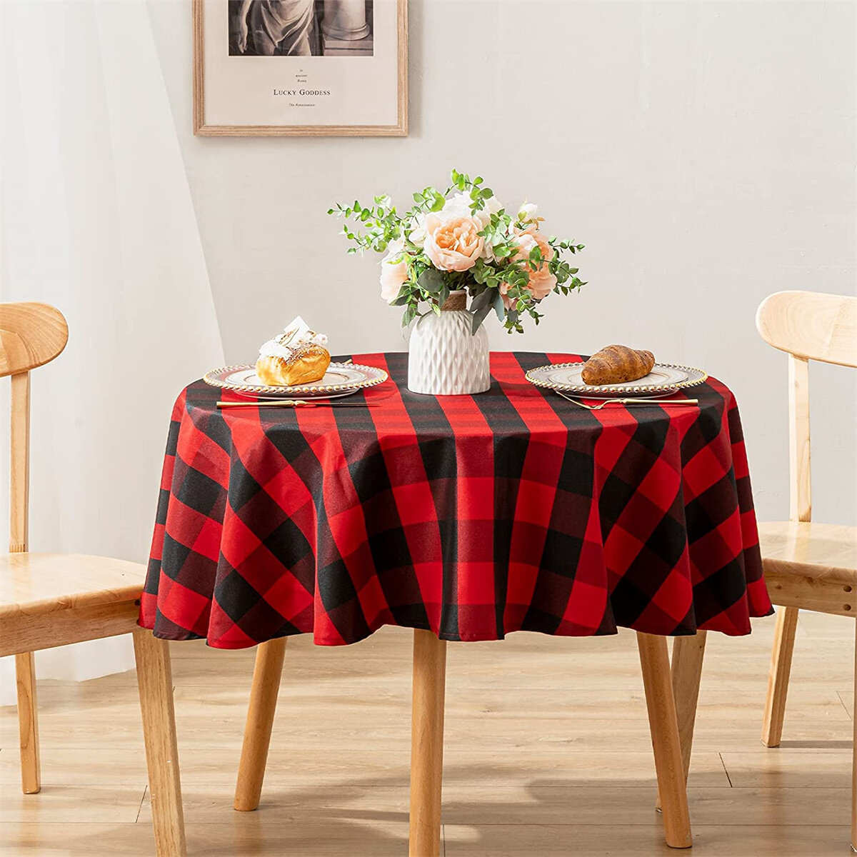 Hiasan Striped Rectangle Tablecloth Stain Resistant Spillproof Banquet Party BLK 