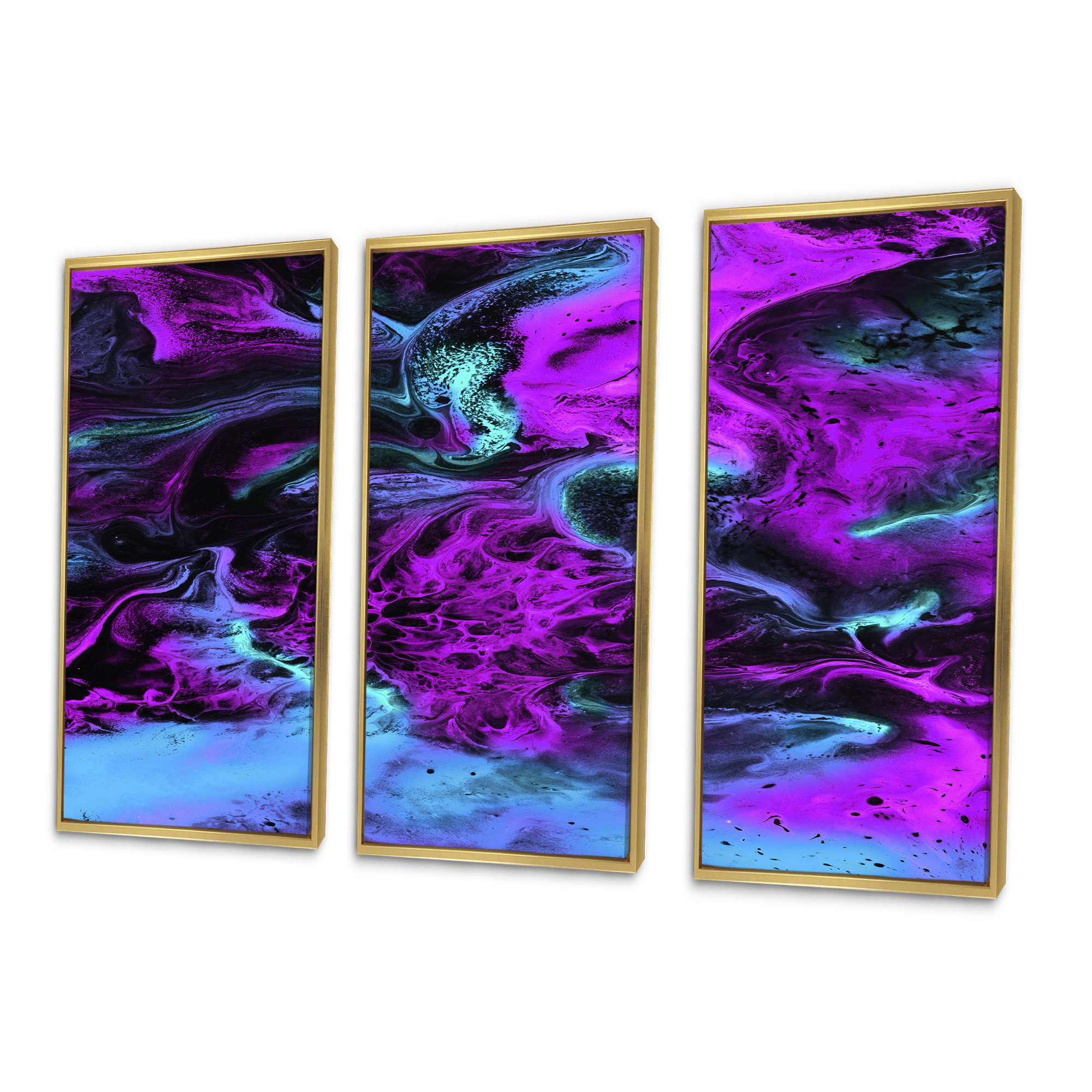 Wrought Studio Neon Pink Blue And Green Liquid Art Landscape Modern