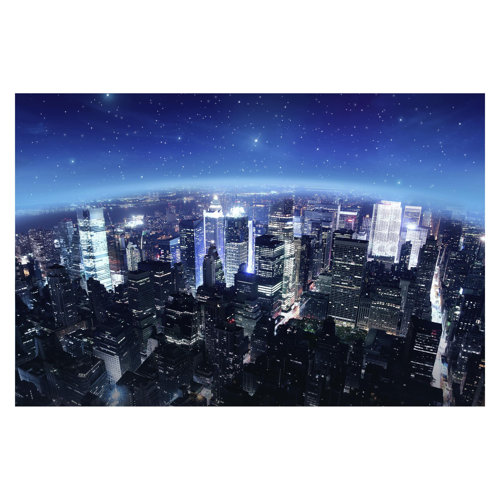 Illuminated New York 1.9m x 2.88m Textured Matt Peel & Stick Wall Mural East Urban Home