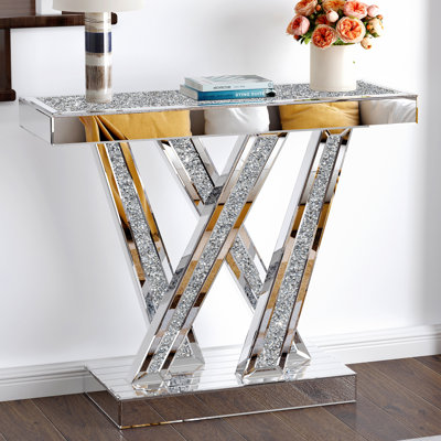 Amla 35.43" Mirrored Glass Console Table Sofa Table