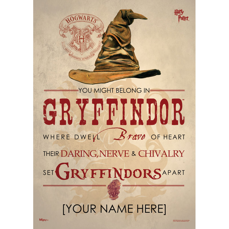 Mightyprint Harry Potter Sorting Hat Gryffindor Personalized Unframed Graphic Art Print Reviews Wayfair