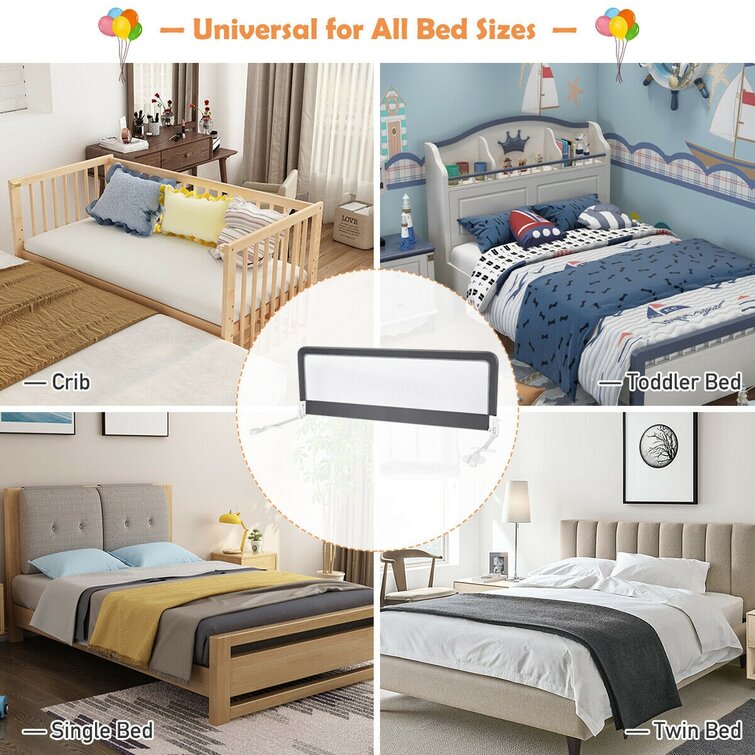 Beige Color Single Foldable Safety Bedrail with Ventilated Mesh for Toddlers Safe Sleep BABY ELF 47inch Bed Rail Queen Size Bed Guard for Kids