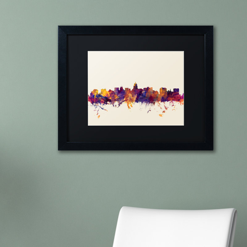 Trademark Art Madison Wi Skyline By Michael Tompsett Framed