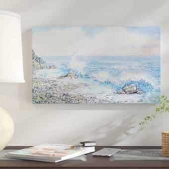 East Urban Home Blue Watercolor Waters Oil Painting Print On