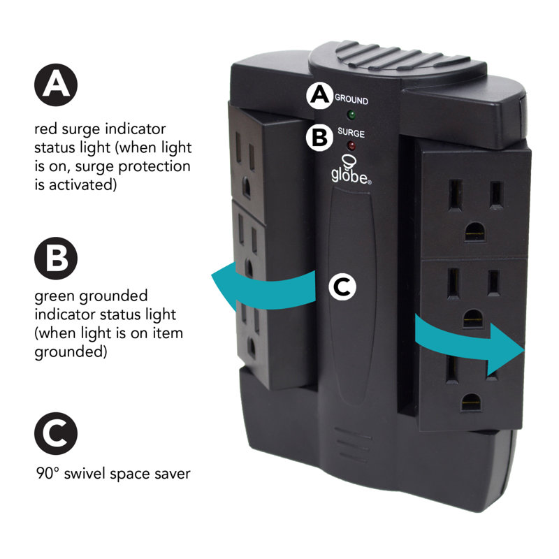 Globe Electric Company 6 Outlet Grounded Swivel Light Switch Or Socket Plate Reviews Wayfair