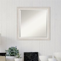 Graywash Wood Plank Square Wall Accent Mirror