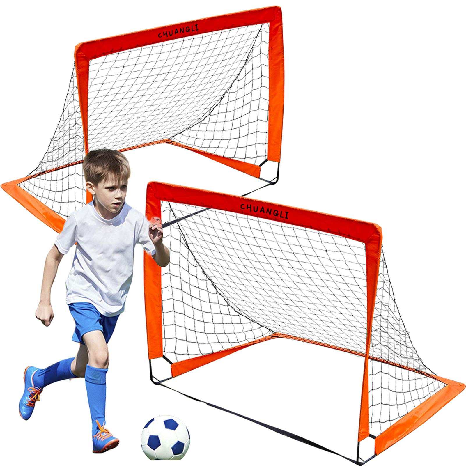Portable Pop-Up Soccer Goals 4' Two Portable Soccer Nets with Carry Bag 
