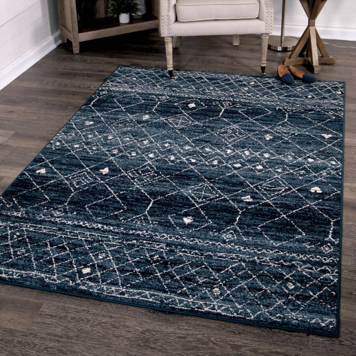 Nevarez Gabbeh Field Faded Indigo Indoor Area Rug