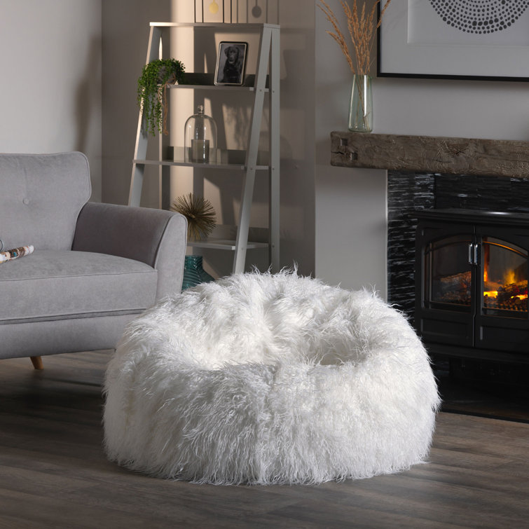 fluffy grey bean bag chair