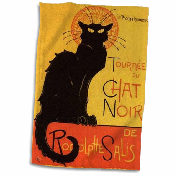 Lafever Le Chat Noir Advertising Art Nouveau Cats Hand Towel