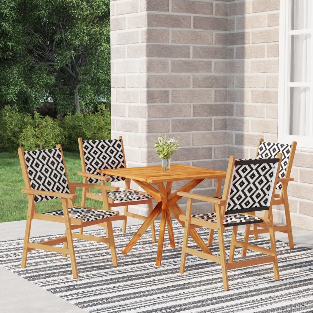 Union Rustic Patio Table and Chairs Conversational Set Solid Acacia