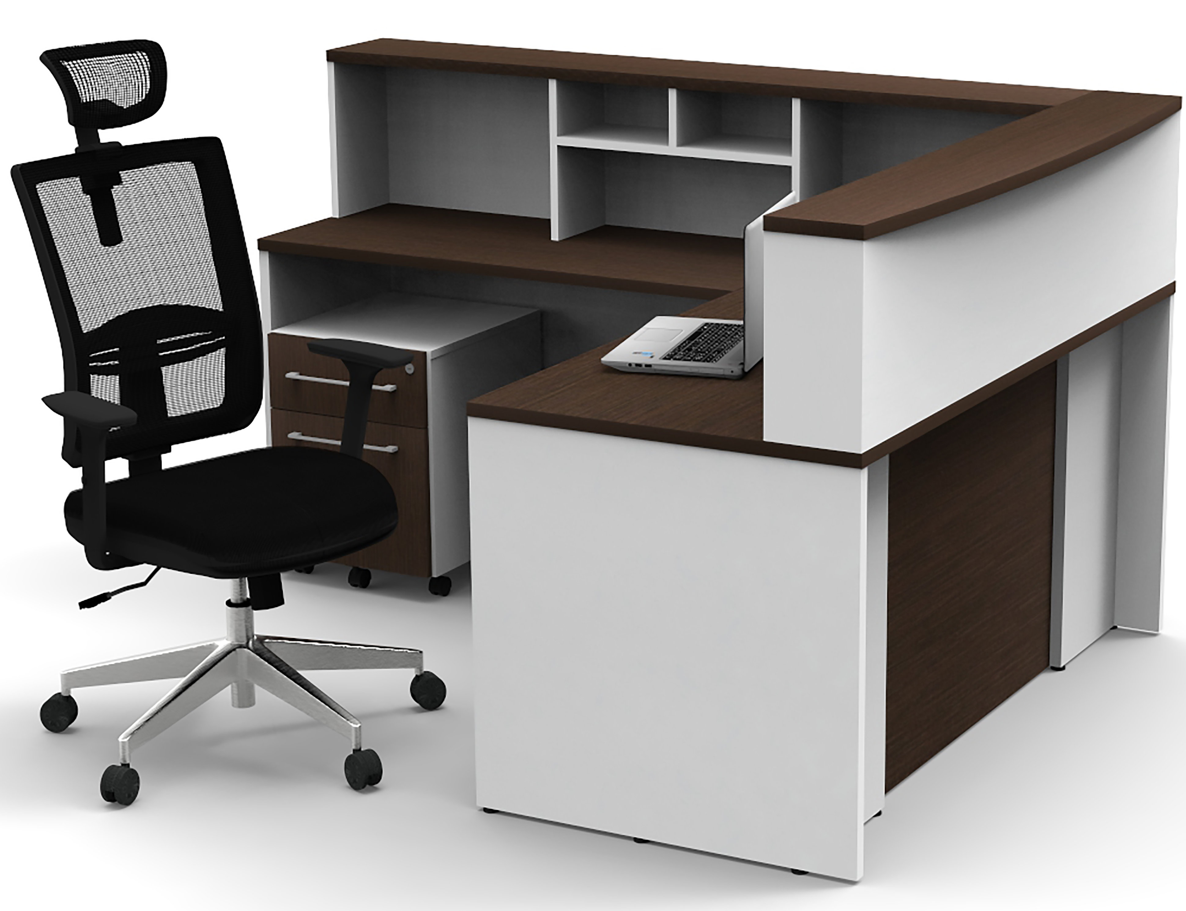 Symple Stuff Office Reception Centre Desk With Chair Collaboration Furniture Model 149cf20d881747cc927d44f412c404e9 6pc Group Contemporary White Espresso Colour Quality Office Chair Included Wayfair Ca