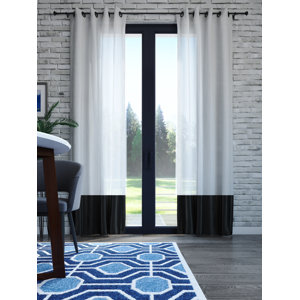 Euphrasia Solid Light-Filtering Grommets Curtain Panels (Set of 2)